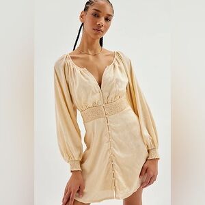 Urban Outfitters | Rebecca Long Sleeve Mini Dress | Ivory | XL